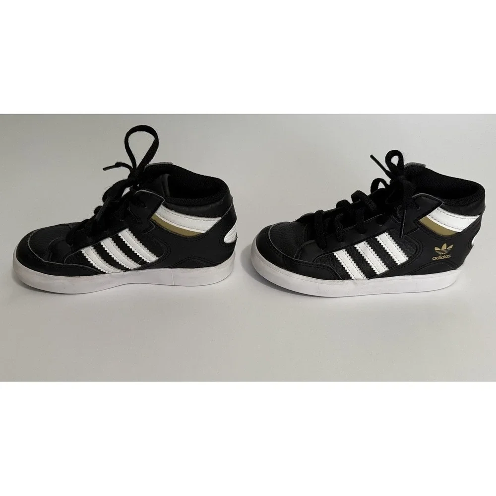 Adidas Hoops‎ Mid 2.0 Kids Black White Gold Sneakers Size 10K FV5738 Ortholite